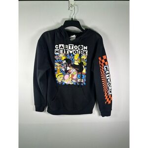 Cartoon Network Hoodie Mens S Black Graphic Pullover Characters Sleeve CN Logo